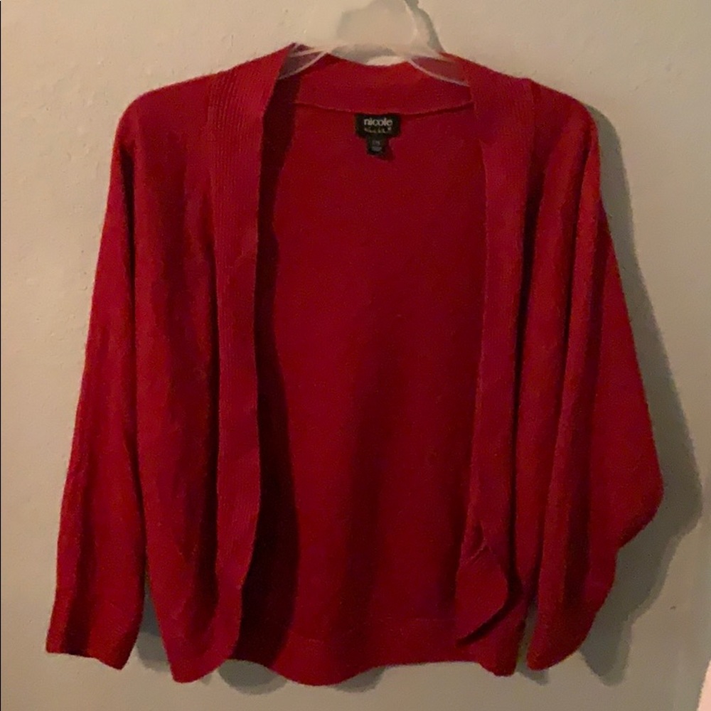 Red cardigan